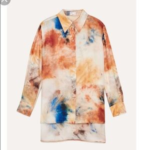 NWT le fou tie dye long silk shirt S Wilfred